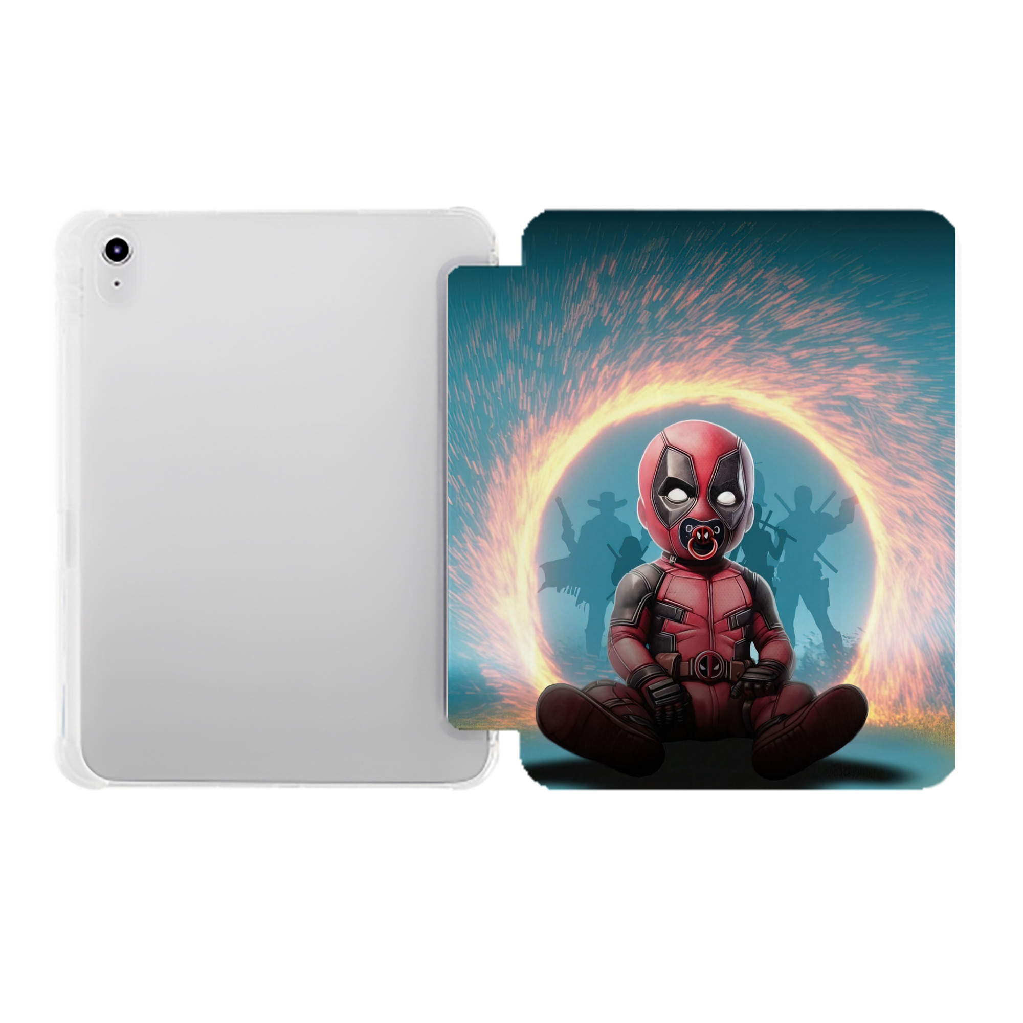 （画像用） Deadpool デッドプール IPad ケース ペン収納付き 三つ折りスタンド PUレザー×シリコン 対応機種9.5/10.5/10.9インチ